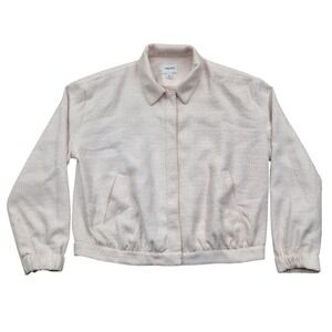 Nine West Pink Textured Bomber Style Lightweight‎ Jacket Womens Large